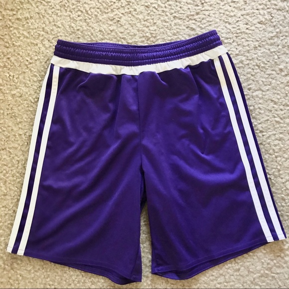 purple adidas soccer shorts